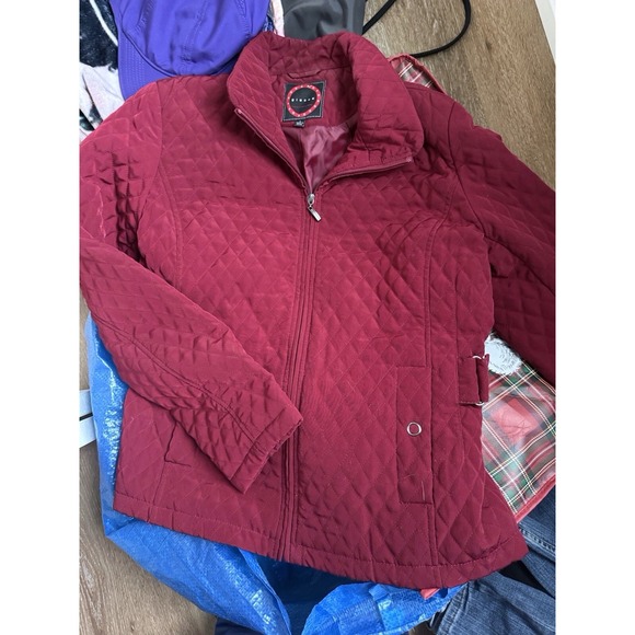 Giacca Gallery Company Quilted Full Zip Women's Dark Red Size L Jacket - Picture 4 of 5